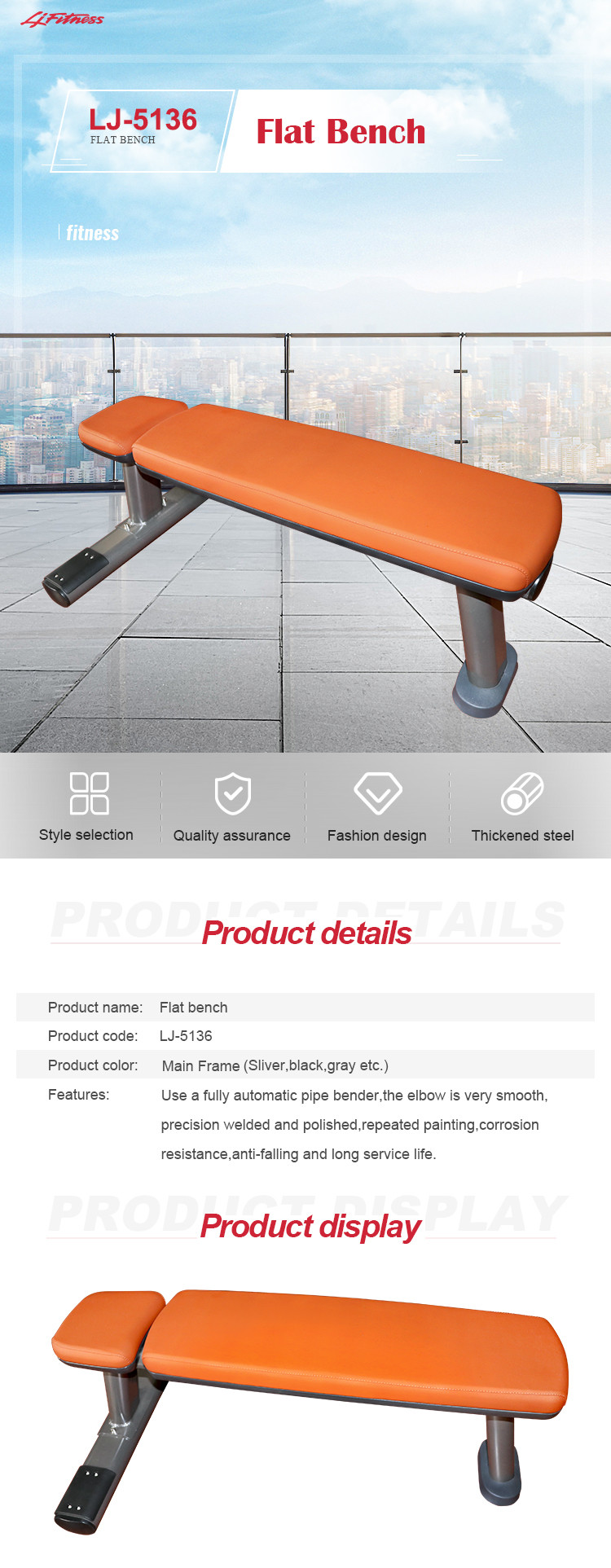 Bold Tube Gym Flat Weight Lifting Dumbbell Bench Equipment