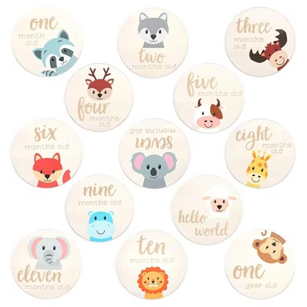 Monthly Milestone Cards - The Perfect Wooden Discs for Adorable Animals