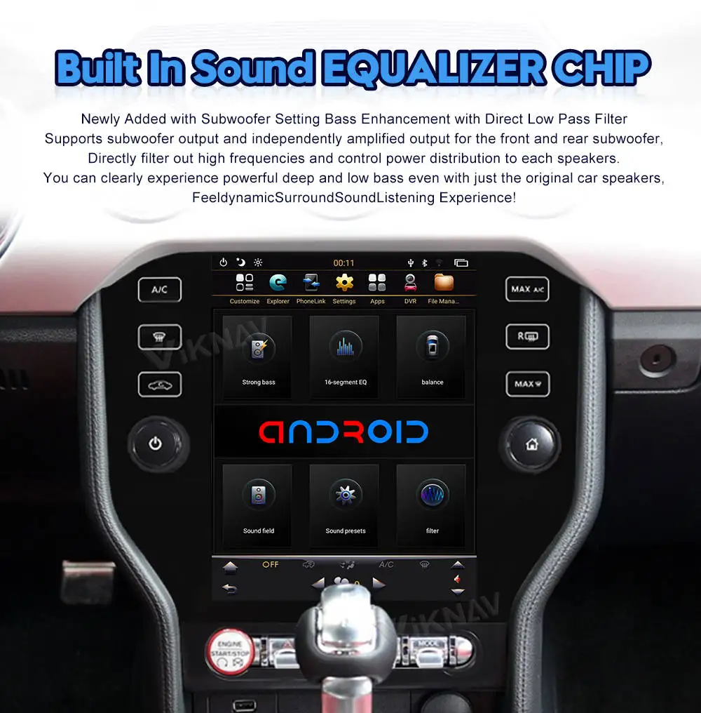 Touch Screen Car Radio For Ford Mustang 2014-2021 Video Player Head Unit Auro Stereo Android GPS Navigation Carplay