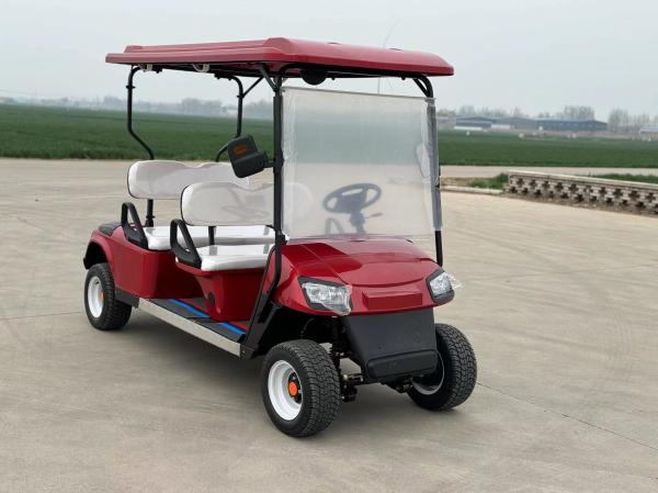 Red color 4 Seater Electric Golf Cart With Lithium Battery Road Legal Popular On