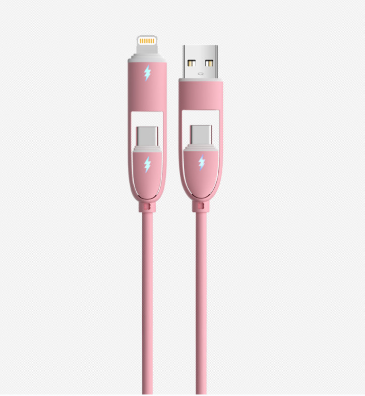 1m C-C66W C-L27W Multi Function Silicone 4 In 1 Charging Cable Fast Charging USB Data Cable