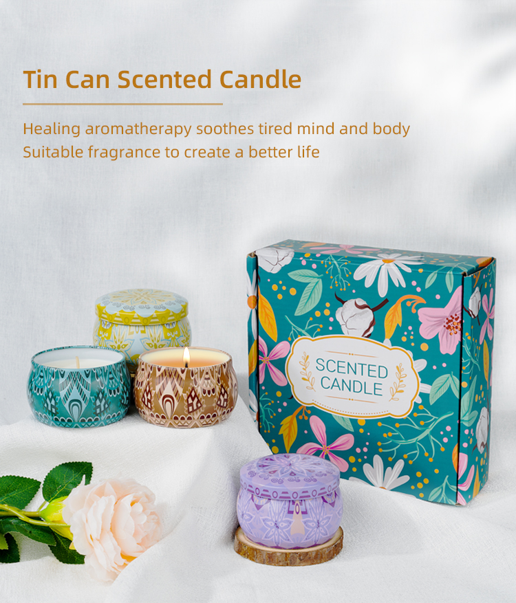 4 Different Fragrance Candle Tin Scented Candle For Customized Festival Restrictions