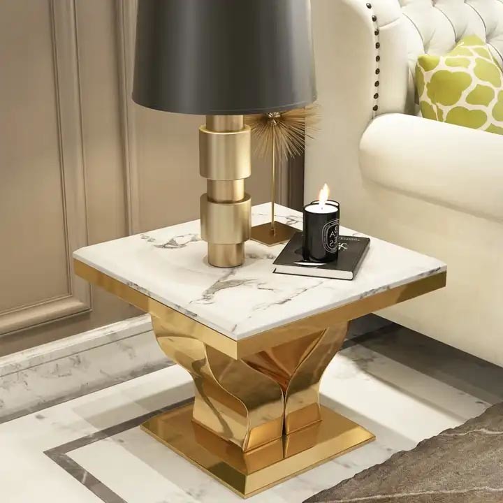 Customized Stainless Steel Edge Table Required Assembly Gold Finish