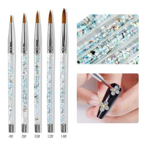 Wholesale Glitter Handle Nail Art Brush Size 5-7 Kolinsky Acrylic Liquid Nail Art Tools from china suppliers