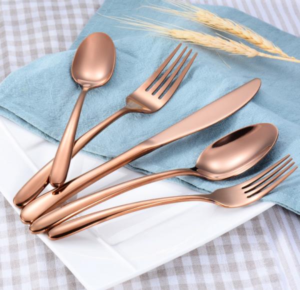 Quality Rose Gold Stainless Steel Cutlery Set Copper Flatware Set Kitchen Household Items for sale