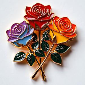 Wholesale Zinc Alloy Rose Bouquet Fridge Magnet With Metallic Leaves from china suppliers