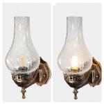 Vintage Metal Wall Glass Light Chinese Style E27 Oil Lamp with Crack Lampshade