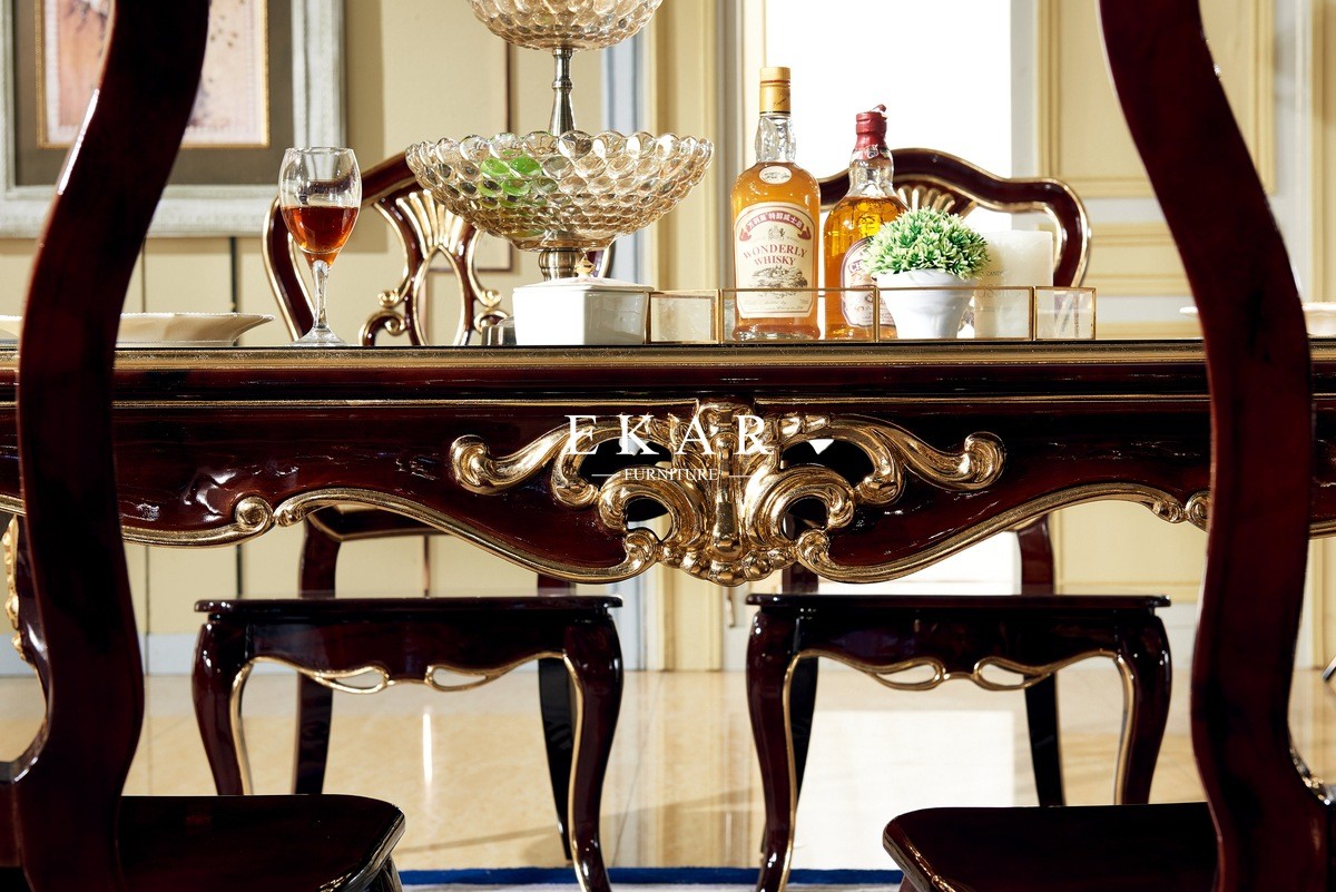Royal Classic European Style Wooden Luxury 6 Seater Dining Table LF-1075