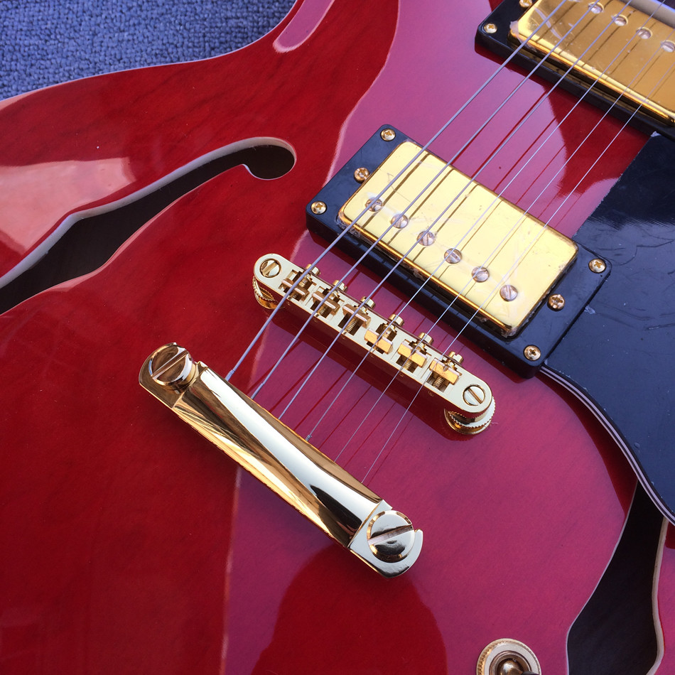 High-quality hollow body jazz electric guitar, Double F holes Red body and back electric guitar
