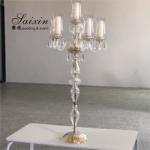New Design Luxury Wedding Decoration Candle Holder Tall Champagne Crystal