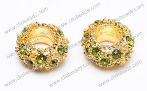 Wholesale Large Hole Crystal Pave Alloy Rondelles 5X10mm Jewelry Beads Findings AL16116 from china suppliers