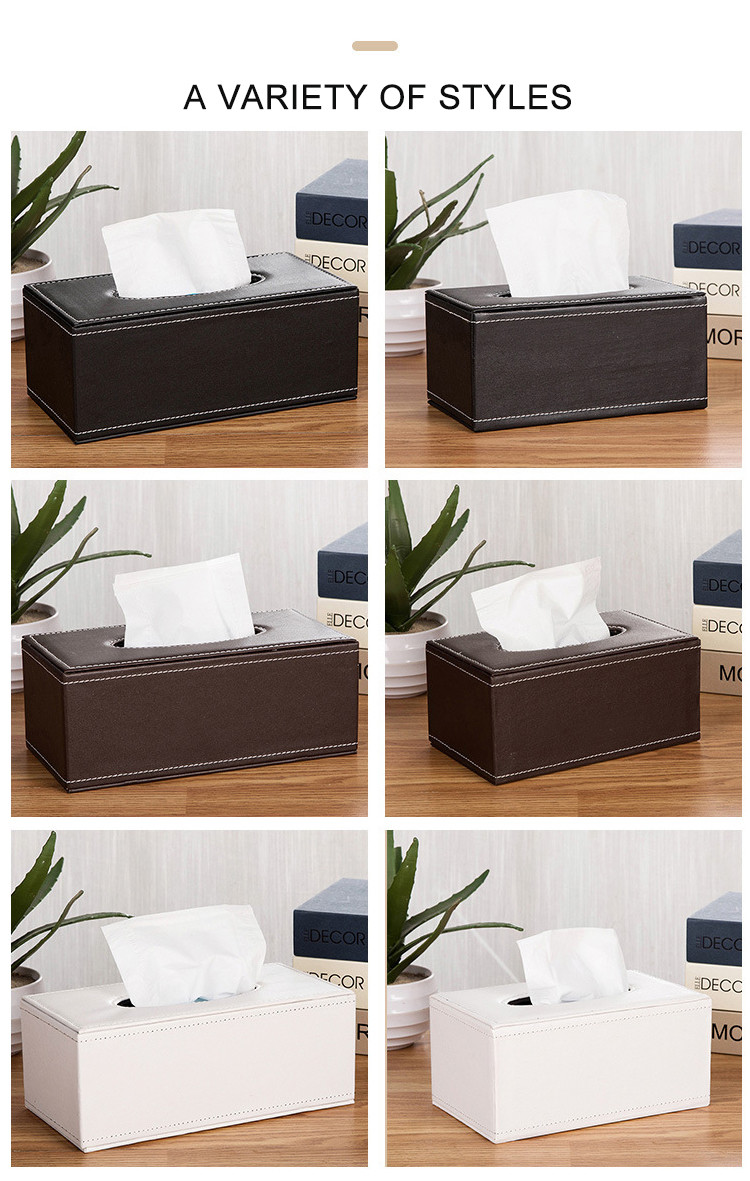 PU Leather Anti Moisture Rectangular Napkin Tissue Box Household Storage Organization