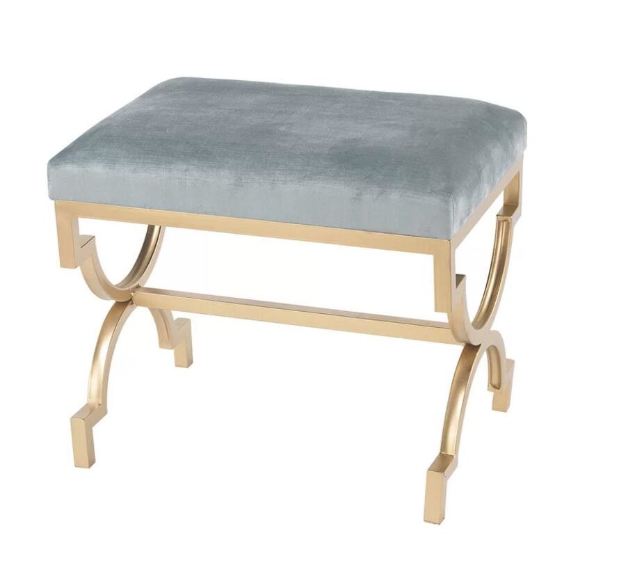 popular round luxury velvetfabric upholstery stainless steel ottoman for event rental living room
