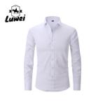 Solid Color Men Shirts Apparel Business Casual Polyester Stand Collar Clothes