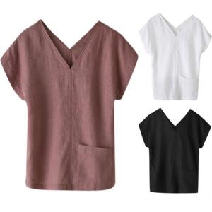 Wholesale Multi Colored Women'S Short Sleeve V Neck T Shirts Casual Style Breathable from china suppliers