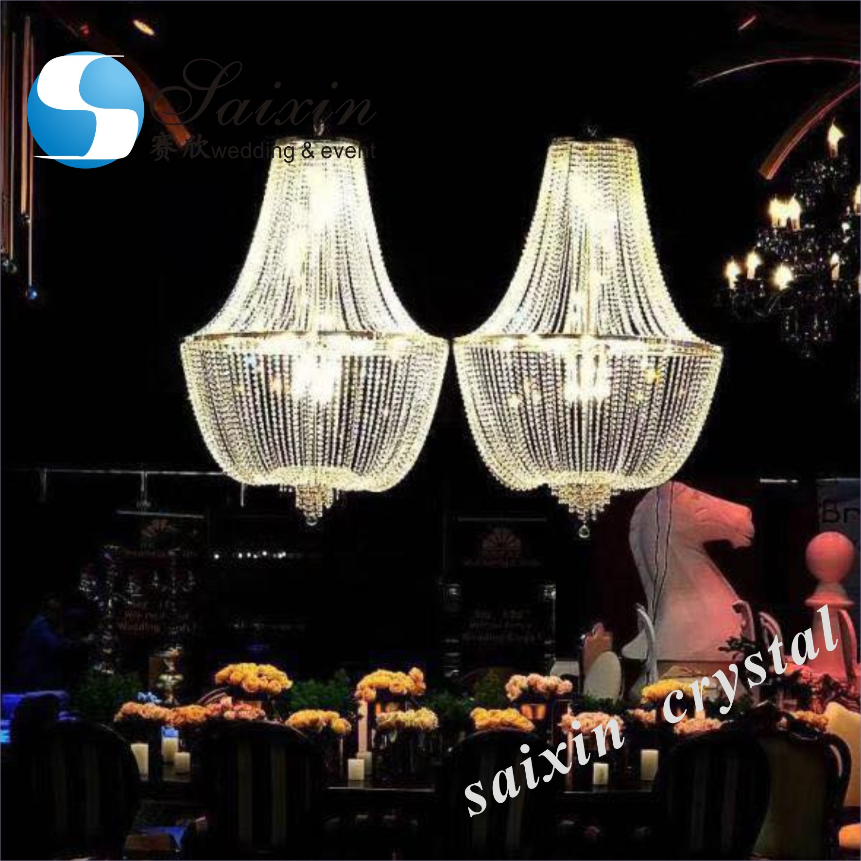White Crystal Chandelier Lights Crystal Ceiling Lamp Decoration 100CM