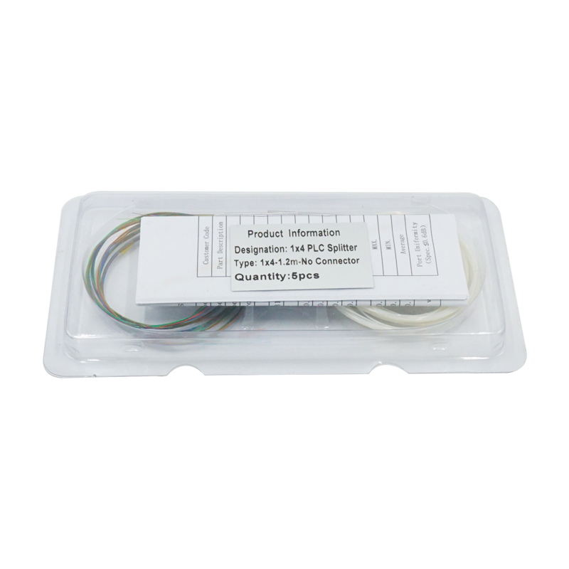 Mini Steel Tube PLC Fiber Optic Splitter 1x4 Without Connector 1M OEM
