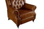 Vintage High Back Brown Leather Recliner Chair High Density Foam / Sponge