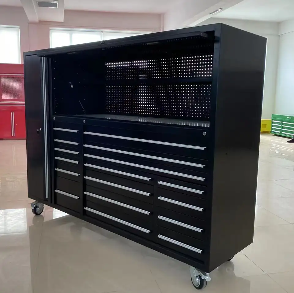 72 Inch Tool Cabinet with Work Bench and Wheels Functional Tool Storage Solution