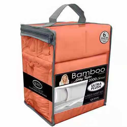 6pcs Soft Brushed 2200 Thread Count Bamboo Fabric Sheet Set NO Filling Machine Washable