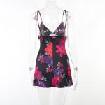 OEM maufactory European and American polyrster sleeveless short skirt sexy V