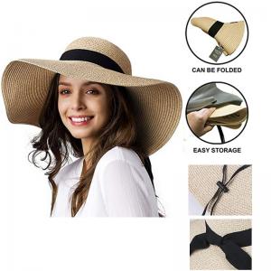 Wholesale Custom Logo Wide Brim Straw Hat Foldable Summer Beach Hat from china suppliers