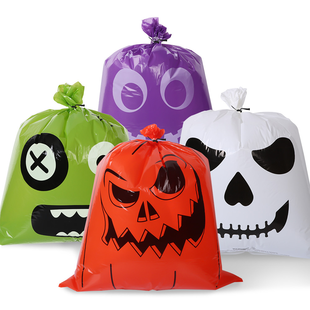 Wholesale Large Heat Seal Side Biodegradable LDPE Plastic Pumpkin Bag for Halloween Garden Yard Decoration