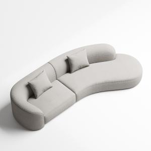Wholesale Rice White Hotel Lobby Curved Sofa Modern Interior Teddy Fabric Couch from china suppliers