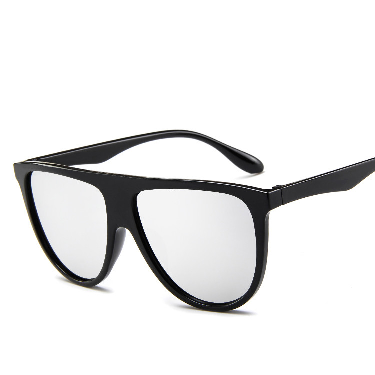 Vintage Retro BSCI Flat Top Sunglasses Thin Shadow Luxury Designer Large Black Shades