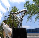 Polished Stainless Steel Sculpture , Modern Style Outdoor Metal Sculpture