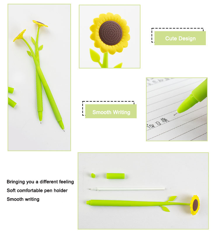 Cute Cartoon Sunflower Silicone Neutral Pen Student Stationery Swing Gift Pen