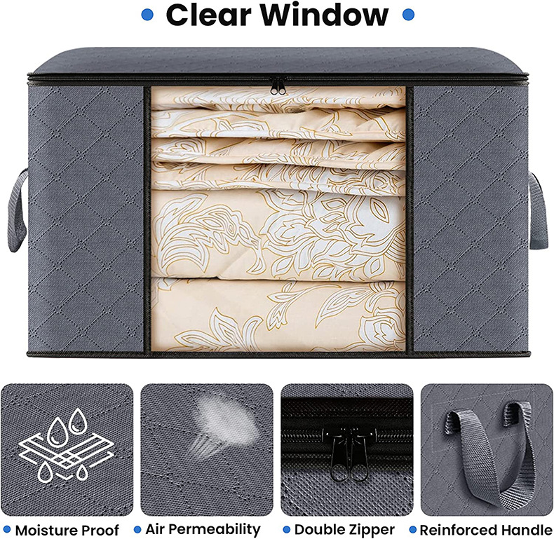 Non Woven Storage Box With Lids And Handle for Organizing Clothes Rectangle Load ＞10kg