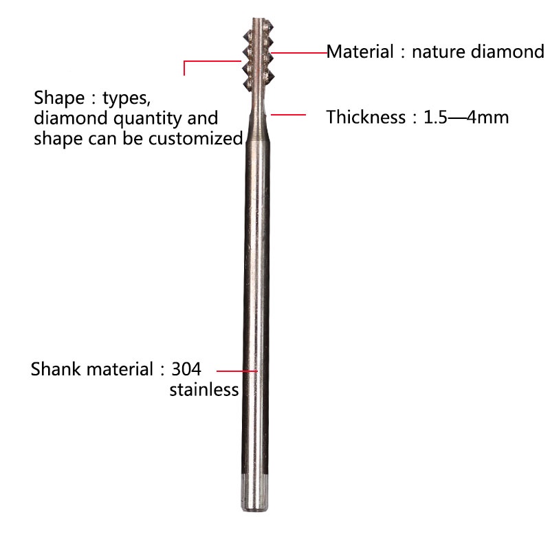 Ss304 Shank 48 Pieces Natural Diamond Mace Points