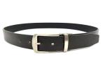 Reversible Buckle Mens Genuine Leather Dress Belt / Thick Black Belt For Dress