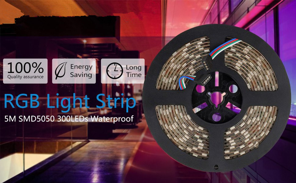 Dimmable Waterproof Color Changing Led Light Strips UV Resistant 14.4W 5050 RGB With Controller