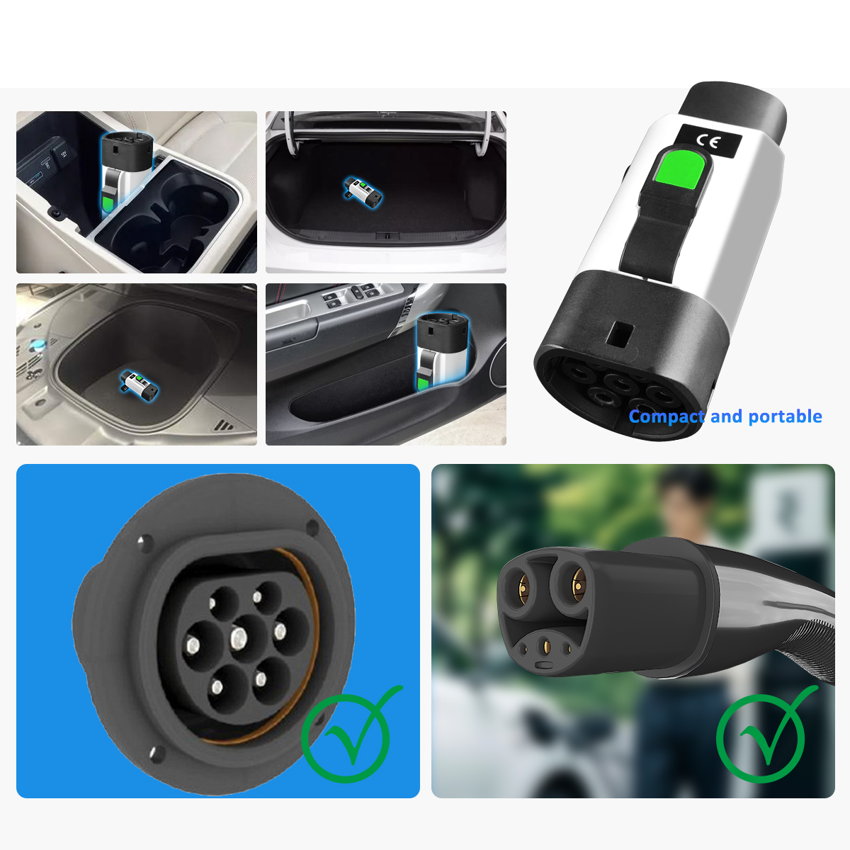 Rated voltage 220V Black NACS Condition 7KW 32A Tesla EV Charging Adapter for Type2 Inlet Electric Vehicles tesla