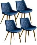Pu Leather Nordic Dining Chairs Thicken Seat Backrest Metal Legs Vintage Kitchen
