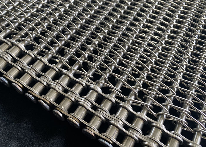 Metal Stainless Steel 304 Mesh Chain Conveyor Belt With Rod