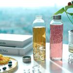 500Ml 700Ml Transparent Glass Water Bottle With Stainless Steel Lid
