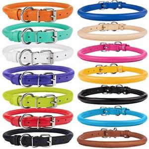 Wholesale Genuine Leather Handmade Dog Leather Leashes , Soft Padded Round Puppy Collar from china suppliers