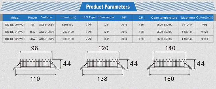 20W COB led downlight / ultra slim led downlight