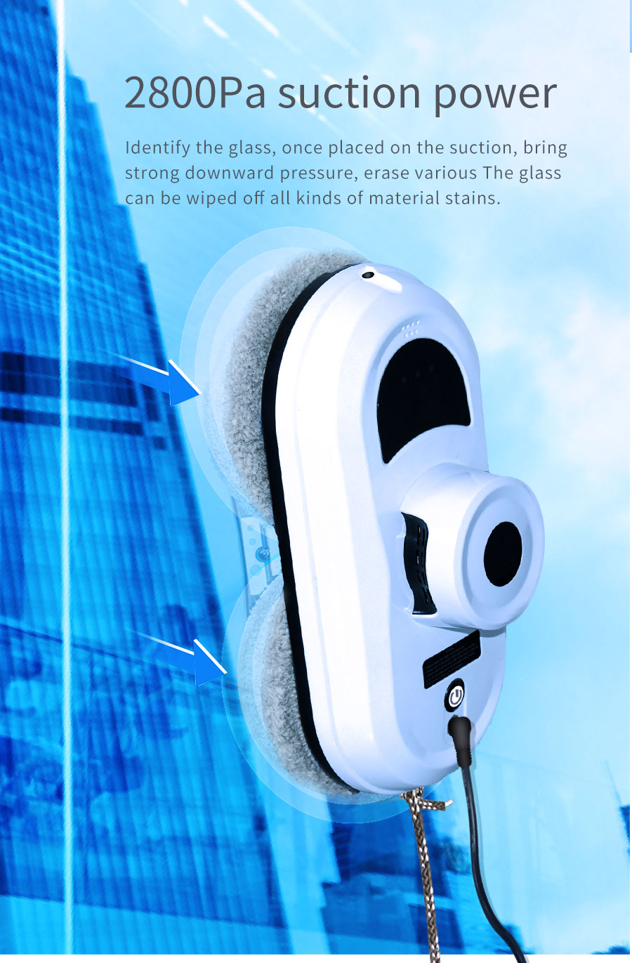 500mAh Battery Capacity Automatic Window Vacuum Cleaning Robot for Hi Rise Exterior