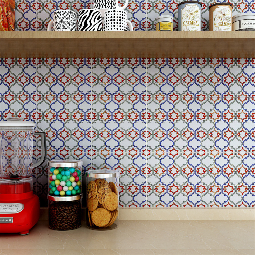 Firebrick White And Red Indoor Wall 20x20cm Ceramic Rustic Tiles For Kitchen And Durable Tile For Balcony