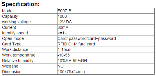Good qality rfid reader access control system standalone door access control em card reader smart door access control system
