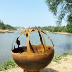 80cm Rusted Steel Fire Pit Outdoor Metal For Patio