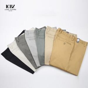 Wholesale Men's Regular Fit Low Smart Side Pocket Dress Pant Suits with Straight Leg in Khaki from china suppliers