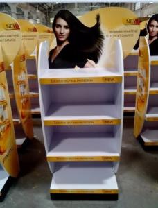 Wholesale Wood flooring movable hair care shampoo display stand from china suppliers