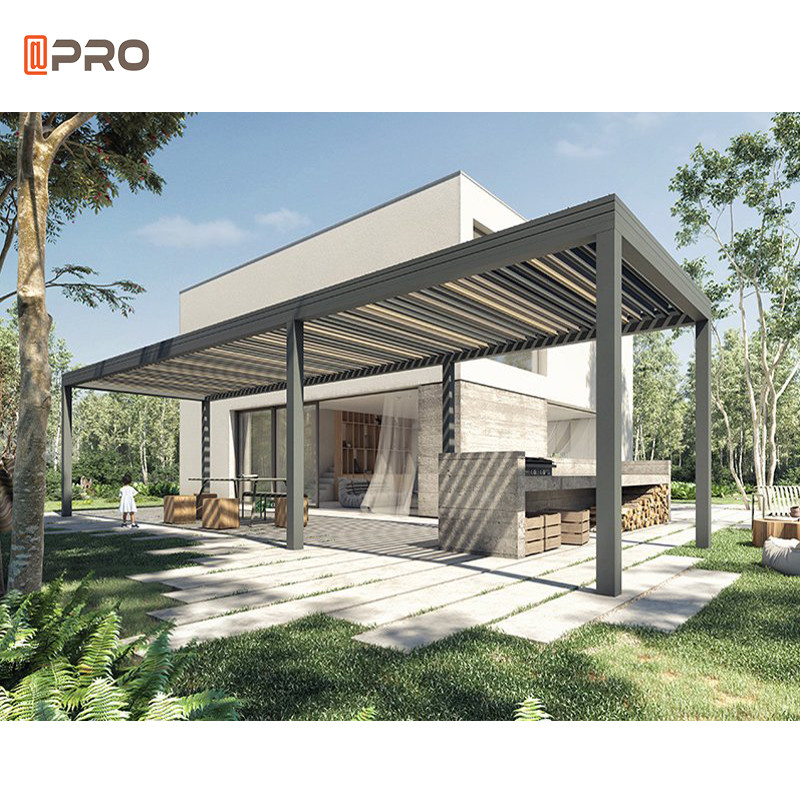 Rainproof Modern Aluminum Pergola Patio Gazebo Free Standing Remote Control