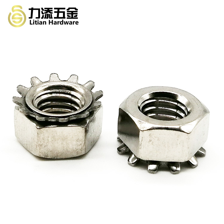 Galvanized Nut With Lock Washer , SUS304 M6 Nylon Lock Nut Kep Nut