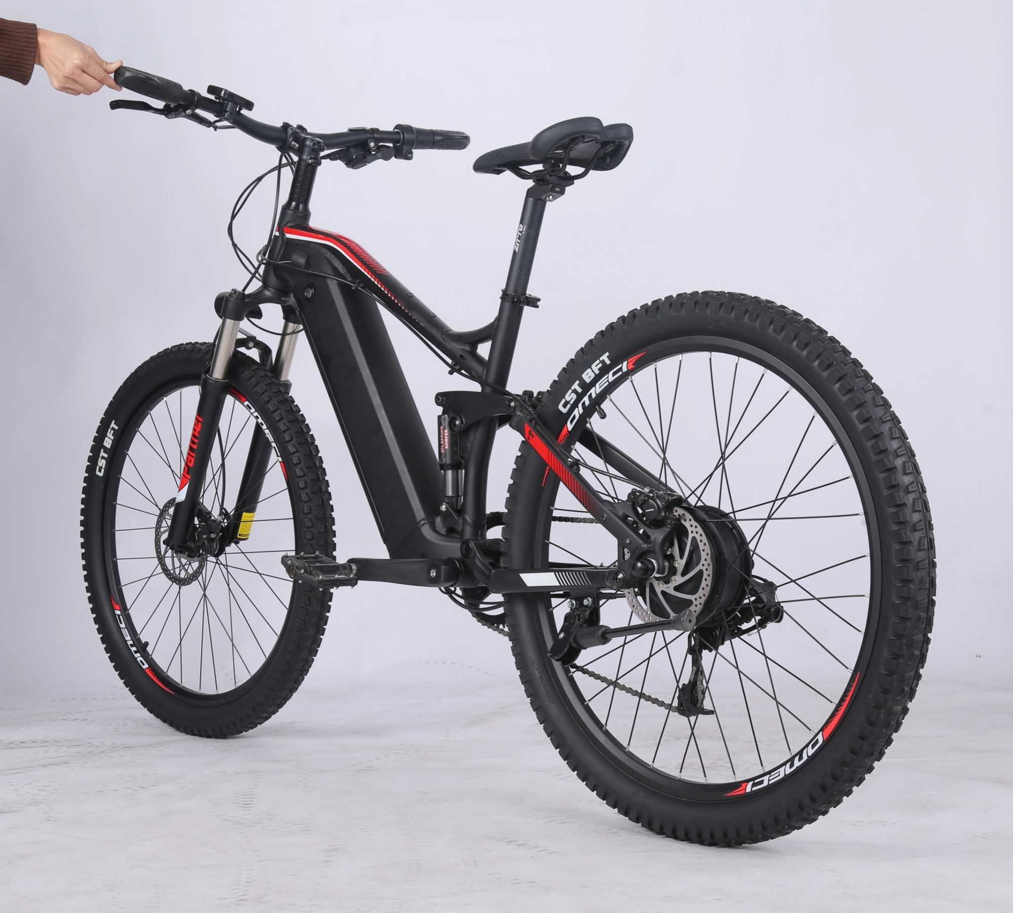 Full Suspension Adults Electric Hybrid Bike 27.5 Inch Double Hydraulic Disk Brakes